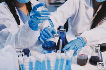 Modern Empty Science Laboratory With Microscopes, Test Tubes And Other Laboratory Equipments