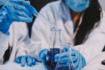 Modern Empty Science Laboratory With Microscopes, Test Tubes And Other Laboratory Equipments