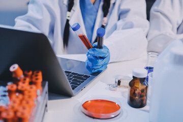 Modern Empty Science Laboratory With Microscopes, Test Tubes And Other Laboratory Equipments
