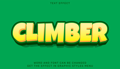3d text graphic design with bold yellow climber letters on green background