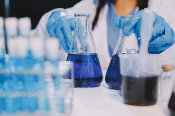Modern Empty Science Laboratory With Microscopes, Test Tubes And Other Laboratory Equipments