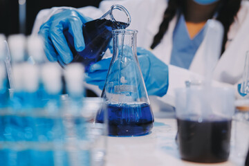 Modern Empty Science Laboratory With Microscopes, Test Tubes And Other Laboratory Equipments