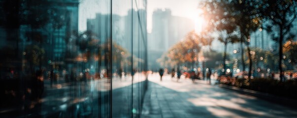 Blurry city street scene
