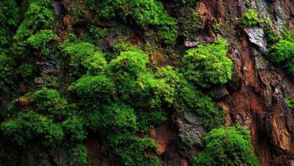 Obraz premium Close-up of moss on tree bark