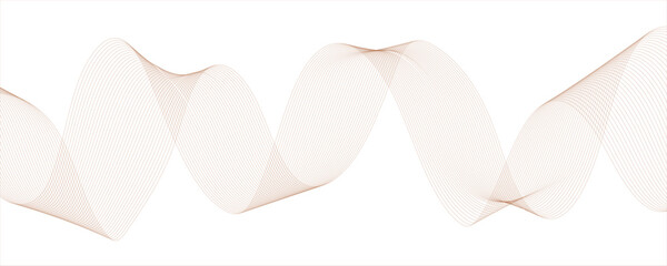 Abstract minimalistic wave pattern composed of smooth, brown gradient curves on a white background.Technology, and Motion Graphics. Science frequency gradient lines with...
