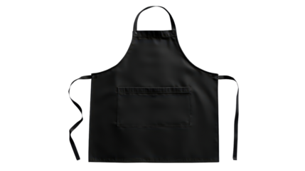 Black apron with side pockets background isolated on a Transparent background, PNG file.