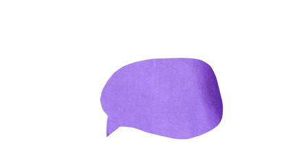 Crumpled purple bubble speech shape paper isolated on transparent background
