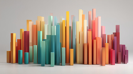 colored bar chart with 3D view on plain background