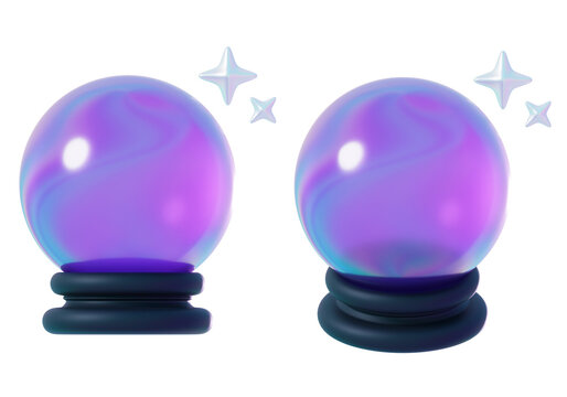 cartoon style crystal ball magic orb with hands 3D graphic
