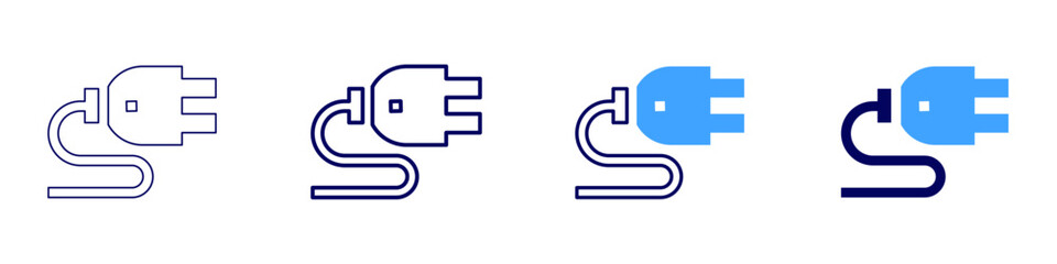 Cable icon in 4 different styles. Thin Line, Line, Bold Line, Duotone. Duotone style. Editable stroke