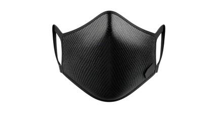 Black carbon mask with elastic ear loops background isolated on a Transparent background, PNG file.