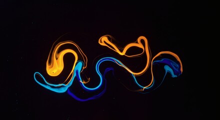Fototapeta premium Dynamic Glowing Swirls of Orange and Blue Fluid Light on a Dark Background