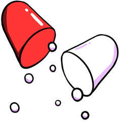 빨간색,흰색 캡슐 약 일러스트 그래픽 요소