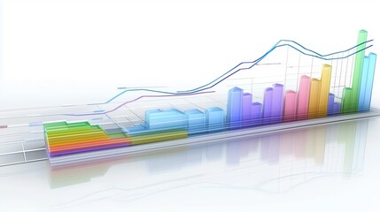 Modern 3D Infographic with Bar and Line Graphs
