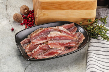 Anchvy canned fish fillet preserve