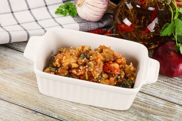 Grilled vegetables salad - Eggplant, tomato and pepper