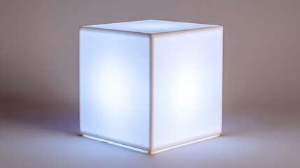 Illuminated Cube with Modern Light Box, and Studio Shot.
