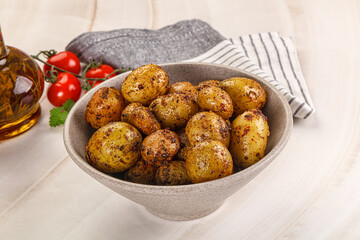 Baked mini potato with herbs