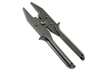 Professional metal hog ring pliers for automotive upholstery isolated on a transparent background