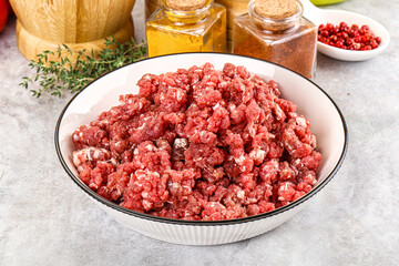 Raw beef minced meat for cooking