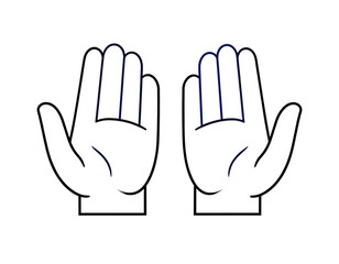 Obraz premium A simple, flat illustration depicting two hands. One hand is open, while the other is