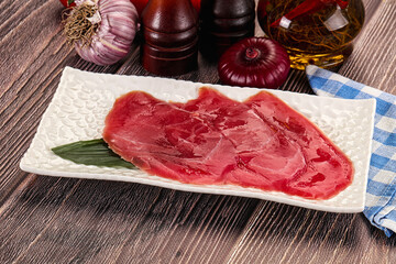 Raw tuna slises sashimi snack