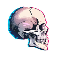 Artistic skull graphic with vibrant neon edge effects design