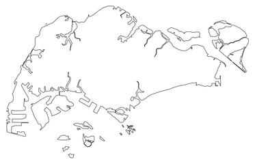 Black Outline Singapore Map Asian Country