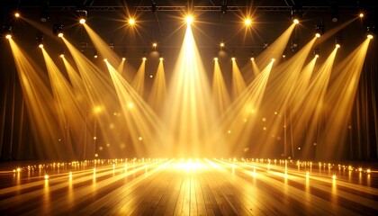 Golden stage lights illuminating a wooden floor (1)