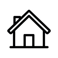 Simple black and white home icon with chimney and front door