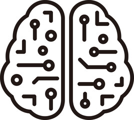 Artificial intelligence brain concept flat style