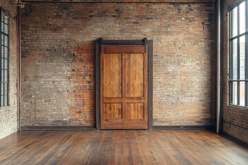 Brick wall with a wooden floor background, creating a rustic yet contemporary design, Generative AI