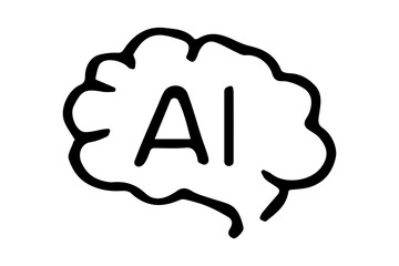 The image is a simple black and white line art icon depicting a brain-like shape, reminiscent of a thought bubble or a simplified human brain outline.