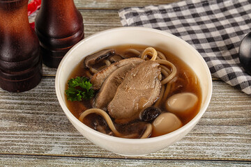 Japanese Ramen soup with duck