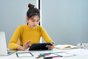 UI and UX designs for mobile app on laptop computer screen. User interface development planning for...