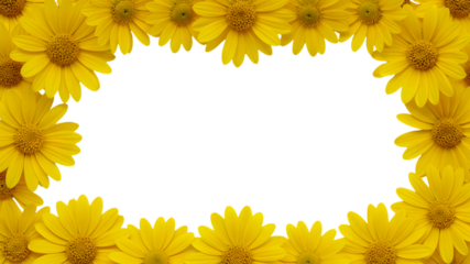 Bright yellow flower border frame with white center