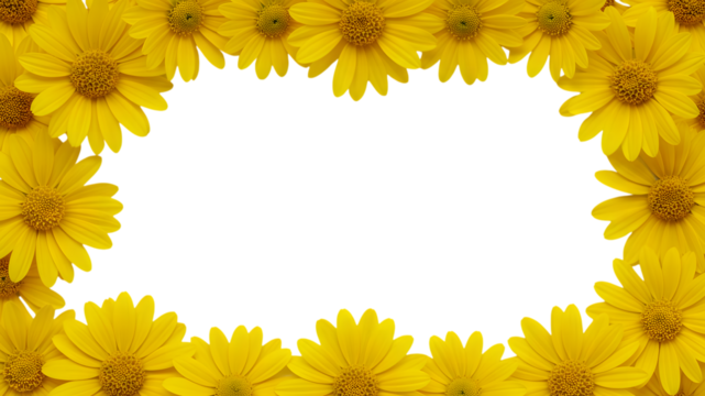 Bright yellow flower border frame with white center