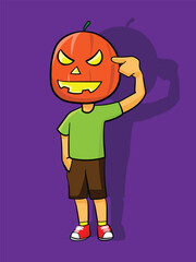 Stylish Man Wearing Pumpkin Mask Illustration – Halloween Fashion Character Art