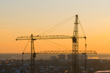 Obraz premium Construction of modern high-rise residential buildings. Timelapse
