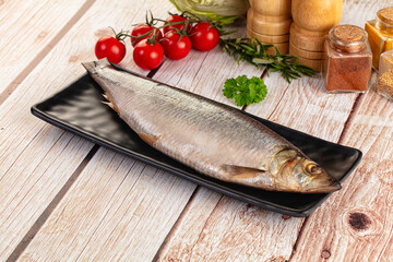 Raw whole salted herring fish