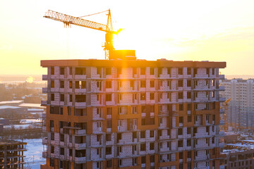  Construction of modern high-rise residential buildings. Timelapse