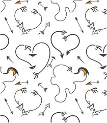 geometric brush line heart pattern background texture abstract art print design