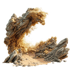 Obraz premium A textured, golden rock formation in a desert landscape