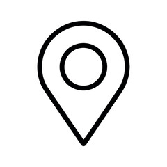 Black Outline Location Pin Icon on White Background Element