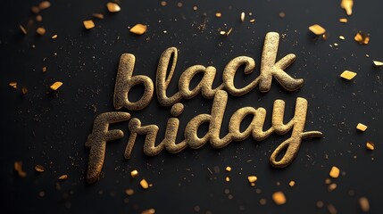 Black Friday Promotion Typography with Golden Accents on Dark Background