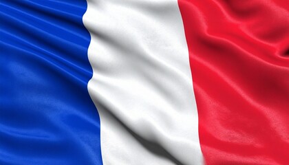 Fototapeta premium The French national flag waving elegantly in the wind