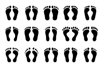 Minimalist Collection of several footprints icon set.