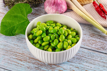 Edamame beans in the bowl