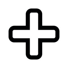 Obraz premium Simple Black Plus Sign Rounded Corners on White Background