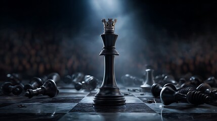 Mastering chess strategy leadership concept and business victory on a spotlight chessboard